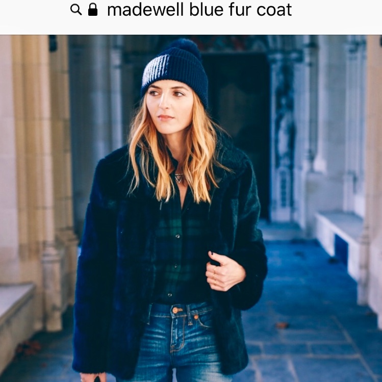 Madewell Blue Faux Fur Coat